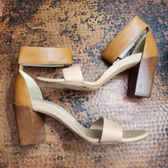 Chloe Sz. 9.5 Stacked-Heel Ankle-Wrap Sandal in Teak/Apricot Quite Luxury - Picture 6 of 17
